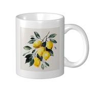 Woshuwo Taza de cerámica de ramo de limón, elegante taza de café, taza de agua para oficina en casa, 325 ml