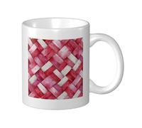 Woshuwo Taza de cerámica de tela tejida rosa acuarela con texturas trenzadas, elegante taza de café, taza de agua para el hogar y la oficina, 325 ml