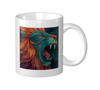 Woshuwo Taza de cerámica Roaring Lion's Head, elegante taza de café, taza de agua para la oficina en casa, 325 ml
