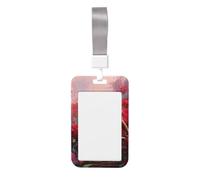 Woshuwo Three Birds On The Edge of Red Rose Basket - Soporte deslizante para tarjetas de identificación de plástico duro, protector de etiqueta de nombre para enfermeras y oficina