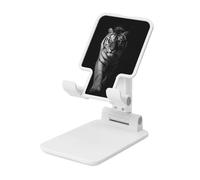 Woshuwo Tiger In Black And White - Soporte plegable para teléfono celular, ángulo ajustable, altura de escritorio, portátil, compatible con todos los teléfonos inteligentes, estilo blanco