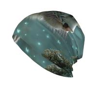 Woshuwo Tiger Standing in A Mystical Forest - Gorro unisex de punto, cálido, holgado, color negro