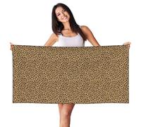 Woshuwo Toalla de playa ligera con patrón de leopardo, color marrón oscuro, negro, beige, de 27.5 x 55 pulgadas, toalla de playa ligera de secado rápido para vacaciones