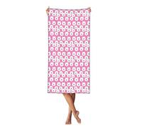 Woshuwo Toalla de playa ligera de 27.5 x 55 pulgadas, diseño de perro blanco sonriendo en rosa, manta de playa de secado rápido para vacaciones