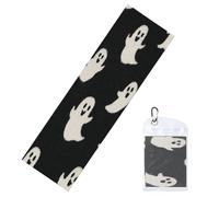 Woshuwo Toallas de enfriamiento de fantasmas de dibujos animados blancos de Halloween en negro para cuello y cara, 40 x 12 pulgadas, trapos de sudor fresco, suave, transpirable, toalla de hielo para