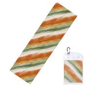 Woshuwo Toallas de enfriamiento para cuello y cara, diseño de rayas diagonales en calabaza, naranja, verde salvia, 101.6 x 30.5 cm, trapos de sudor, suaves, transpirables, para deportes, yoga, golf