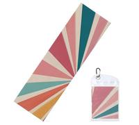 Woshuwo Toallas de enfriamiento para cuello y cara, diseño vintage de rayas color verde azulado crema con rayos solares, 101.6 x 30.5 cm, suave, transpirable, para deportes, yoga, golf, gimnasio