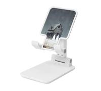 Woshuwo Two Ghosts Abandoned House - Soporte plegable para teléfono celular, ángulo ajustable, altura de escritorio, portátil, compatible con todos los teléfonos inteligentes, estilo blanco