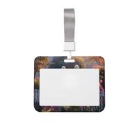 Woshuwo Two Ghosts in The Garden - Funda para tarjetas de identificación deslizante, plástico duro, protector de etiqueta de nombre para enfermeras y oficina