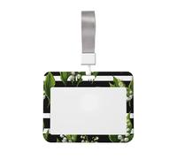 Woshuwo Valley Flowers and Green Leaves - Soporte deslizante para tarjetas de identificación de plástico duro, protector de etiqueta de nombre para enfermeras y oficina