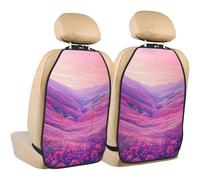 Woshuwo Valley - Protectores de asiento de coche con flores rosas y moradas, paquete de 2 alfombrillas con bolsillos de almacenamiento para proteger de la suciedad y arañazos en el barro
