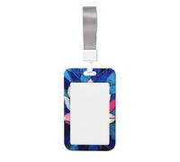 Woshuwo Vitrales de loto rosa, blanco y azul, deslizante, plástico duro, tarjeta de trabajo, protector de etiqueta de nombre para enfermeras y oficina