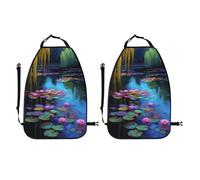 Woshuwo Water Lilies - Protectores de asiento de coche, 2 unidades con bolsillos de almacenamiento para proteger de arañazos de barro y suciedad
