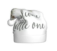 Woshuwo Welcome Little One - Sombrero de Papá Noel con flores blancas para adultos, gorro de Navidad novedoso