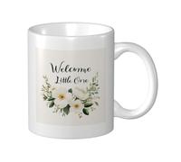 Woshuwo Welcome Little One - Taza de cerámica suave con flores de marfil, elegante taza de café para agua para oficina en casa, 325 ml