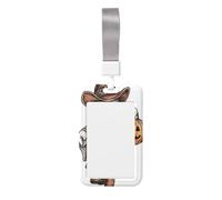 Woshuwo Western Cowboy Ghost Halloween Pumpkin - Portatarjetas de identificación de plástico duro para tarjetas de trabajo, protector de etiqueta de nombre para enfermeras y oficina