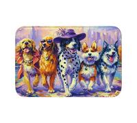 Woshuwo Whimsical Six Dogs Walking Cheerfully - Felpudo antideslizante para entrada interior y exterior, alfombra de casa de campo, 40 x 60 cm