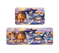 Woshuwo Whimsical Six Dogs Walking Cheerfully - Juego de 2 tapetes antideslizantes para el suelo, alfombra para el pasillo, la lavandería, la cocina