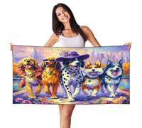 Woshuwo Whimsical Six Dogs Walking Cheerfully - Toalla de playa ligera de 27.5 x 55 pulgadas, manta de playa de secado rápido para vacaciones