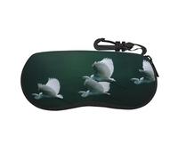 Woshuwo White Birds Flying In The Air - Funda portátil para gafas de sol con luz