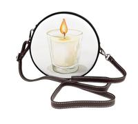 Woshuwo White Candle In A Glass - Bolso cruzado redondo de piel para mujer
