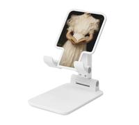 Woshuwo White Dress Woman Holding An Open Book Soporte plegable para teléfono celular, ángulo ajustable, altura de escritorio, portátil, compatible con todos los teléfonos inteligentes, estilo blanco