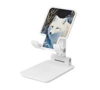 Woshuwo White Fox In The Snow - Soporte plegable para teléfono celular, ángulo ajustable, altura de escritorio, portátil, compatible con todos los teléfonos inteligentes, estilo blanco