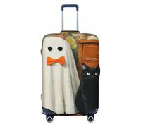 Woshuwo White Ghost - Funda elástica para equipaje de viaje, a prueba de polvo, resistente a los arañazos, con pajarita naranja, protector de maleta de 22 a 24 pulgadas