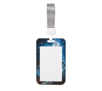 Woshuwo White Ghost - Funda para tarjetas de identificación de Halloween con diseño de mansión embrujada deslizante, plástico duro, protector de etiqueta de nombre para enfermeras y oficina