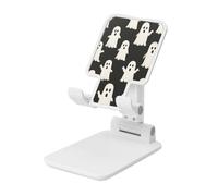 Woshuwo White Ghosts On Black - Soporte plegable para teléfono celular, ángulo ajustable, altura de escritorio, portátil, compatible con todos los teléfonos inteligentes, estilo blanco