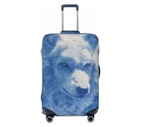 Woshuwo White Wolf - Fundas elásticas para equipaje de viaje, a prueba de polvo, resistente a los arañazos, para maleta, de 22 a 24 pulgadas