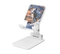Woshuwo White Wolf In Winter - Soporte plegable para teléfono celular, ángulo ajustable, altura de escritorio, portátil, compatible con todos los teléfonos inteligentes, estilo blanco