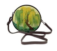 Woshuwo Willow Tree - Bolso cruzado redondo de piel para mujer