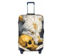 Woshuwo Wolf Sleeping with Golden Skull - Fundas elásticas para equipaje de viaje, a prueba de polvo, resistente a los arañazos, protector de maleta de 22 a 24 pulgadas