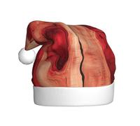 Woshuwo Wood An Ruby Epoxy Texture Santa Hat Adulto Christmas Headwear Novedad Sombrero de Navidad
