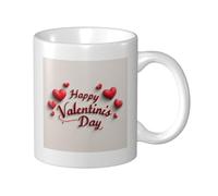 Woshuwo Word Happy Valentine's Day - Taza de cerámica con corazones rojos, elegante taza de café, taza de agua para el hogar y la oficina, 325 ml