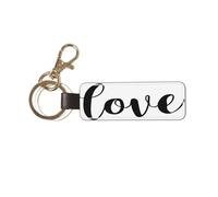 Woshuwo Word Love In Cursive Simple Line - Llavero universal de cuero ideal para hombres y mujeres