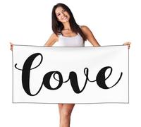 Woshuwo Word Love In Cursive Simple Line - Toalla de playa ligera de 27.5 x 55 pulgadas, manta de playa de secado rápido para vacaciones