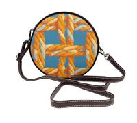 Woshuwo Yellow Knott Cord - Bolso cruzado redondo de cuero para mujer