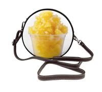 Woshuwo Yellow Shaved Ice In Cup - Bolso cruzado redondo de piel para mujer