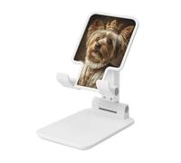 Woshuwo Yorkshire Terrier Dressed As The Queen Soporte plegable para teléfono celular, ángulo ajustable, altura de escritorio, portátil, compatible con todos los teléfonos inteligentes, estilo blanco