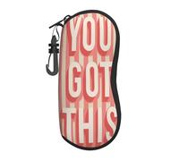 Woshuwo You Got This - Funda portátil para gafas de sol con texto en color rosa suave en rayas