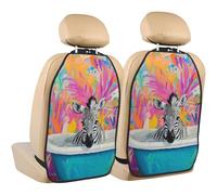 Woshuwo Zebra In A Bathtub - Protectores para asiento trasero de coche, 2 unidades con bolsillos de almacenamiento para proteger de la suciedad y arañazos en el barro