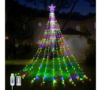WoskjXas Luces de Árbol de Navidad Con Estrella - 9 Piezas 2M 198LEDs USB Guirnalda Con Control Remoto - 8 Modos Impermeable Cascada Decorativa