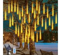 WoskjXas Luces de Meteoritos Solares, 30cm 10Tubos 241LEDs Meteoritos Luces Decorativas, Solares Luces de Navidad Resistente al Agua con Mando a Distancia para Decorar el Hogar, el Jardín, la Valla