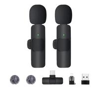 WoskjXas Micrófono Inalámbrico para iPhone/Android/PC, Mini Micrófono con USB-C, Micrófono Lavalier de Solapa para Youtube, Tiktok, Facebook,Vlog