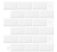 WoStick Vinilos Cocina Azulejos Adhesivos 3d Pegatinas de Baldosas Pared Blanco para la Cocina Baños (10-Piezas 30.5 x 30.5cm)