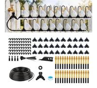 Wostore Kit de riego por goteo de 120 pies, tubo de 0.25 pulgadas | Tubo de 0.25 pulgadas, 30 boquillas de cobre 360, spray de niebla o goteo, divisor en Y filtrado, camas elevadas, invernadero