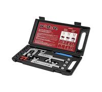 Wostore Kit profesional de línea de freno para bengalas individuales, dobles (SAE) y bengalas de burbujas (ISO) con cortador de tubos, escariador de tubo para 3/16-5/8 pulgadas, 7 tamaños