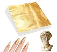 Wosyoodo 100 Hojas Pan de Oro de Imitación, Hojas de Pan de Oro para Manualidades, para Artesanía de Dorado, Proyectos de Artes, Decoración de Muebles, para Bricolaje, Pintura (14 * 14cm)